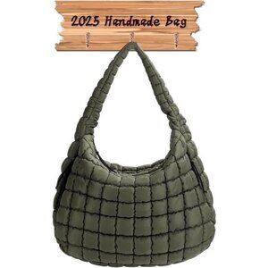 Puffy Tote Bag for Women Army Green